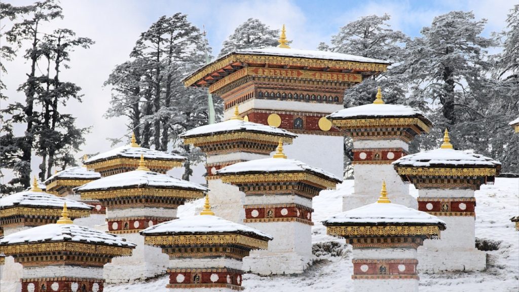 winter scene in bhutan